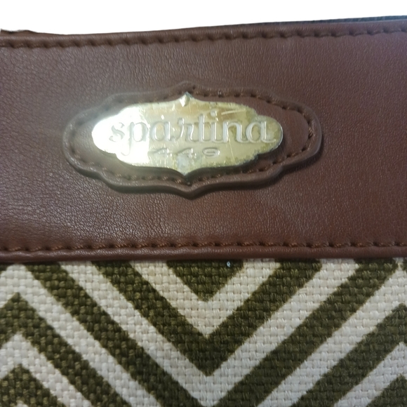 Spartina 449 Crossbody Bag Leather and Linen Shoulder Bag - Picture 6 of 12